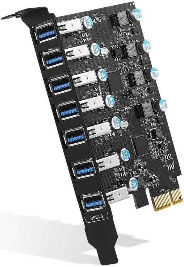 Main image of 7-Port PCI-E to USB3.0 Expansion Card 7x USB-A PCI-Express USB Add in Card for Desktop PC Host Card Suport UASP