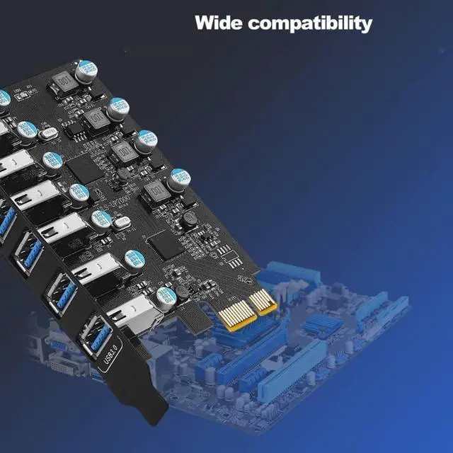 Alt view image 5 of 6 - 7-Port PCI-E to USB3.0 Expansion Card 7x USB-A PCI-Express USB Add in Card for Desktop PC Host Card Suport UASP