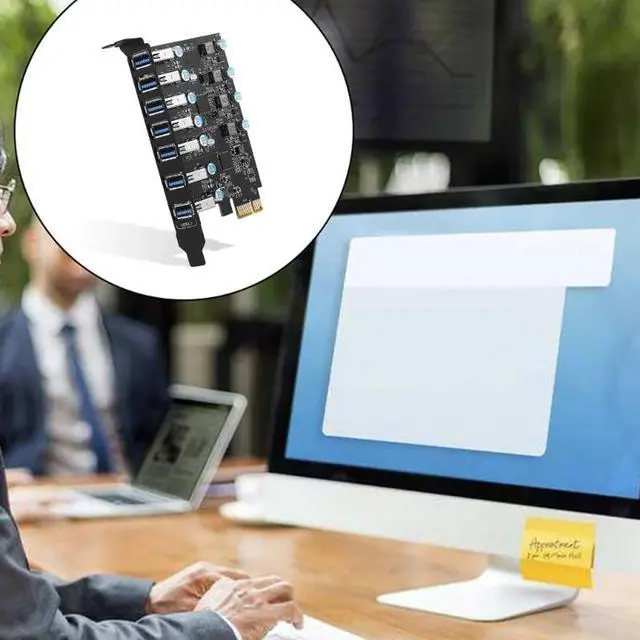 Alt view image 4 of 6 - 7-Port PCI-E to USB3.0 Expansion Card 7x USB-A PCI-Express USB Add in Card for Desktop PC Host Card Suport UASP