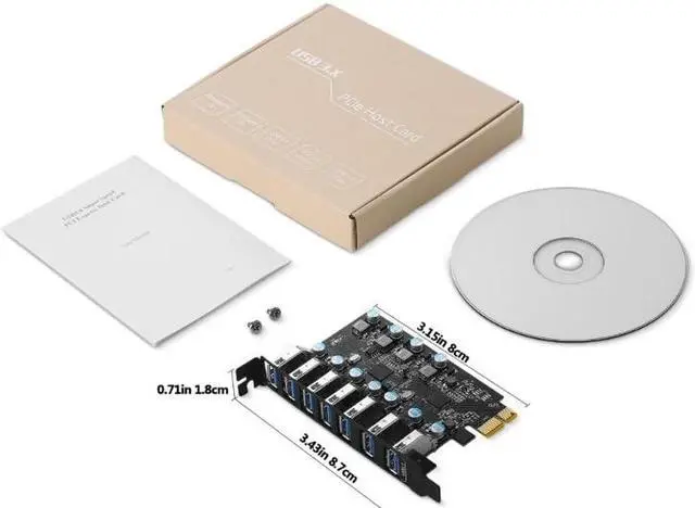 Alt view image 6 of 6 - 7-Port PCI-E to USB3.0 Expansion Card 7x USB-A PCI-Express USB Add in Card for Desktop PC Host Card Suport UASP