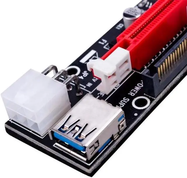 Alt view image 3 of 6 - VER009X 1x to 16x PCI Express PCIE PCI-E Riser Card 009X Extender 60cm USB 3.0 Cable SATA to 6Pin 4Pin BTC Mining Miner