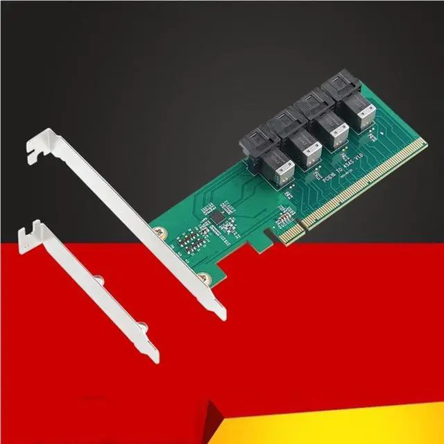 Alt view image 2 of 6 - U.2 to PCIE Converter PCIE X16 to 4-port U.2 NVME SFF-8643 SFF-8639 Expansion Card PCI-E 4.0 Splitter Adapter Card