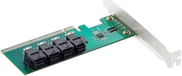 Alt view image 3 of 6 - U.2 to PCIE Converter PCIE X16 to 4-port U.2 NVME SFF-8643 SFF-8639 Expansion Card PCI-E 4.0 Splitter Adapter Card