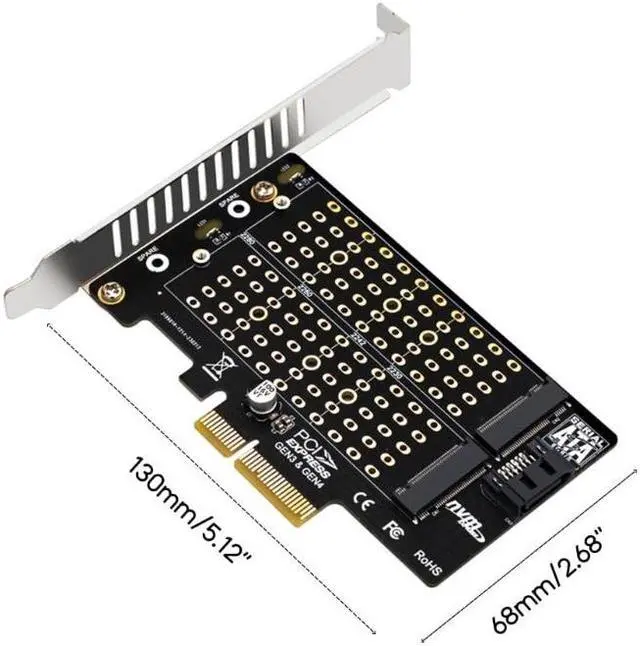 Alt view image 6 of 6 - M-key M.2 NVME SSD to PCI-EX4 Adapter Support B/M-key M.2 ngff-SSD to Sata Adapter M2 to PCIE Dual-Bay Expansion Card