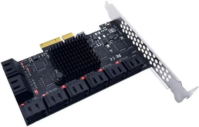 Alt view image 2 of 6 - PCIE SATA Card PCIe to 16 Ports SATA 3.0 6G SSD Adapter Card Computer Accessories Support 16 SATA 3.0 Devices