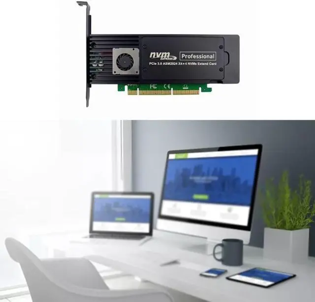 Alt view image 2 of 6 - 4 Ports ASM2824 PCI-E X16 Adapter Card 4-Channel NVME SSD Conversion Card Industrial Server Storage Expansion Card