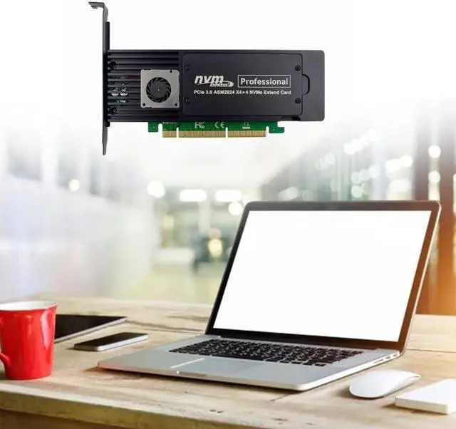 Alt view image 5 of 6 - 4 Ports ASM2824 PCI-E X16 Adapter Card 4-Channel NVME SSD Conversion Card Industrial Server Storage Expansion Card