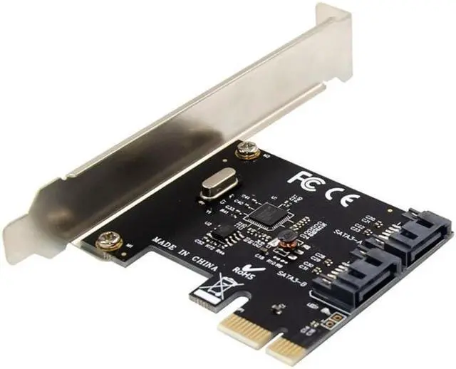 Alt view image 2 of 6 - PCI-Express ASM1061 Single Chip Sata Expansion Card PCI-E to 2 Sata Gen3 6Gb Host Controller Adapter