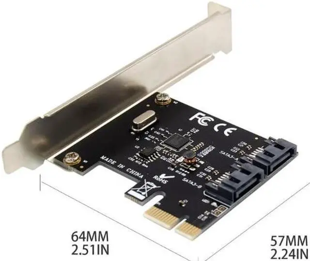 Alt view image 6 of 6 - PCI-Express ASM1061 Single Chip Sata Expansion Card PCI-E to 2 Sata Gen3 6Gb Host Controller Adapter