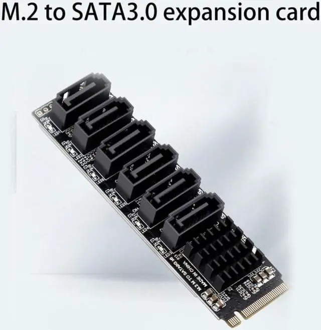 Alt view image 2 of 6 - M2 NVME PCI-E PCIE 3.0 To 6 Port 3.0 SATA Adapter Card ASM1166 6Gbps M-Key Chassis PC Computer Expansion Card Converter