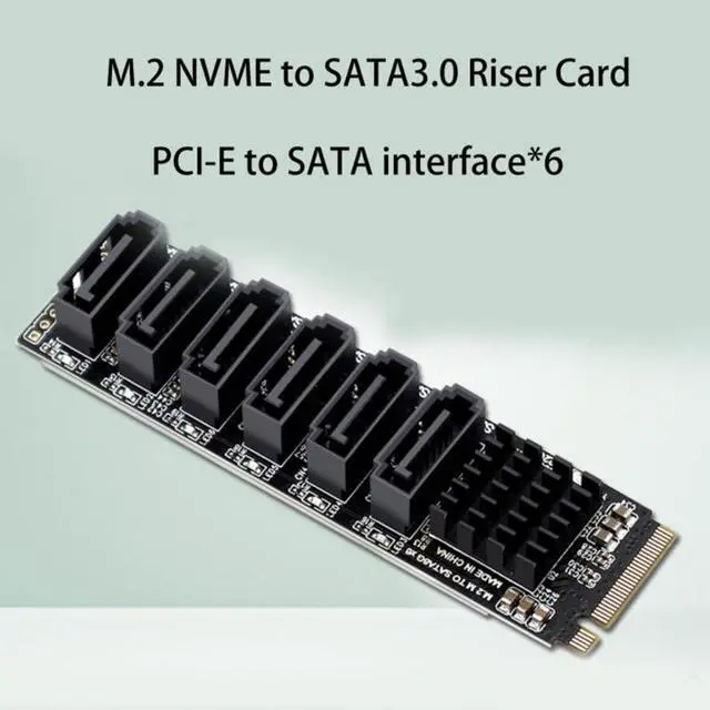 Alt view image 4 of 6 - M2 NVME PCI-E PCIE 3.0 To 6 Port 3.0 SATA Adapter Card ASM1166 6Gbps M-Key Chassis PC Computer Expansion Card Converter