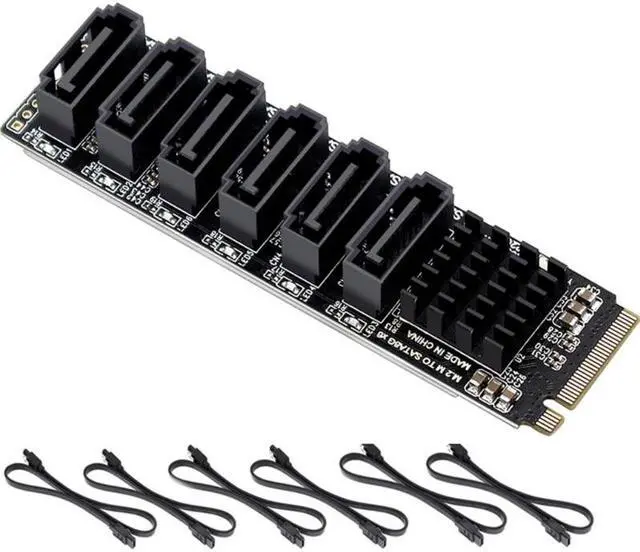 Alt view image 6 of 6 - M2 NVME PCI-E PCIE 3.0 To 6 Port 3.0 SATA Adapter Card ASM1166 6Gbps M-Key Chassis PC Computer Expansion Card Converter