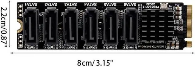 Alt view image 5 of 6 - M2 NVME PCI-E PCIE 3.0 To 6 Port 3.0 SATA Adapter Card ASM1166 6Gbps M-Key Chassis PC Computer Expansion Card Converter