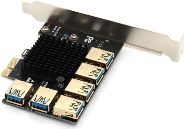 Main image of PCIe Converter PCI Express Multiplier Riser Card PCIE 1 to 6 External 16X Slot USB 3.0 Adapter Card for Desktop Computer