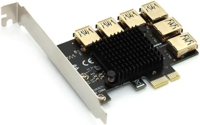 Alt view image 4 of 6 - PCIe Converter PCI Express Multiplier Riser Card PCIE 1 to 6 External 16X Slot USB 3.0 Adapter Card for Desktop Computer