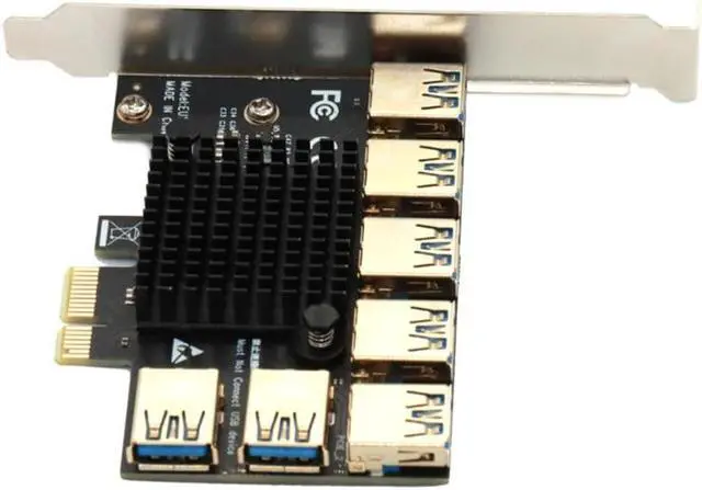 Alt view image 5 of 6 - PCIe Converter PCI Express Multiplier Riser Card PCIE 1 to 6 External 16X Slot USB 3.0 Adapter Card for Desktop Computer