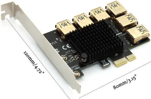 Alt view image 6 of 6 - PCIe Converter PCI Express Multiplier Riser Card PCIE 1 to 6 External 16X Slot USB 3.0 Adapter Card for Desktop Computer