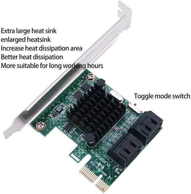 Alt view image 4 of 5 - 4 Port Sata 6Gbps PCI Express Controller Card PCI-E 1X to Sata III Adapter/Converter PCIe Riser Expansion Adapter Board