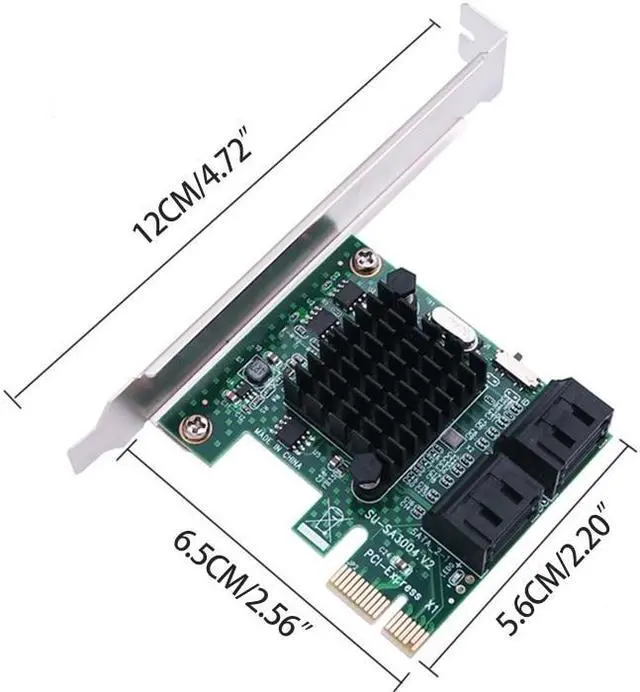 Alt view image 5 of 5 - 4 Port Sata 6Gbps PCI Express Controller Card PCI-E 1X to Sata III Adapter/Converter PCIe Riser Expansion Adapter Board