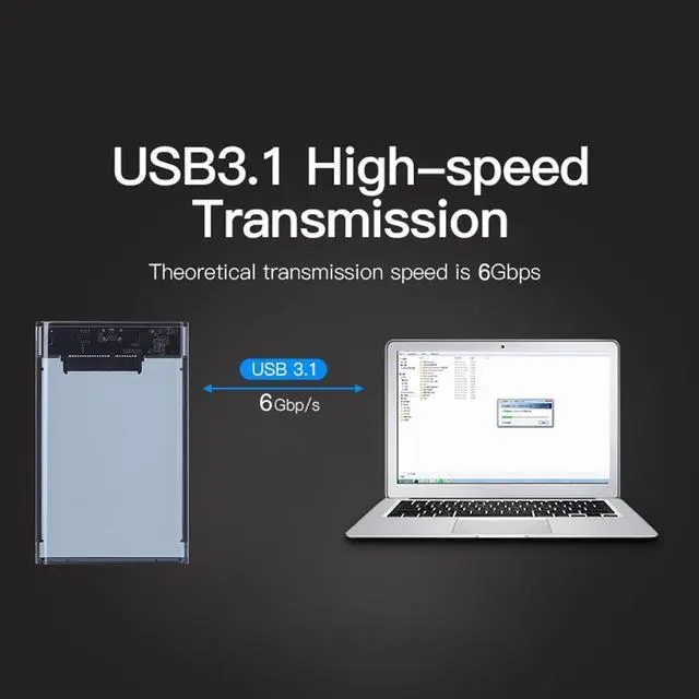 Alt view image 4 of 6 - Casing HDD eksternal 2.5 inci casing Hard Drive SATA ke USB 3.1 6Gbps USB3.0 ke casing Hard Drive SSD SATA HDD tipe-c untuk Laptop(Transparent)