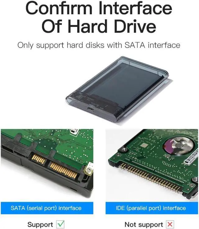 Alt view image 3 of 6 - Casing HDD eksternal 2.5 inci casing Hard Drive SATA ke USB 3.1 6Gbps USB3.0 ke casing Hard Drive SSD SATA HDD tipe-c untuk Laptop(Transparent)