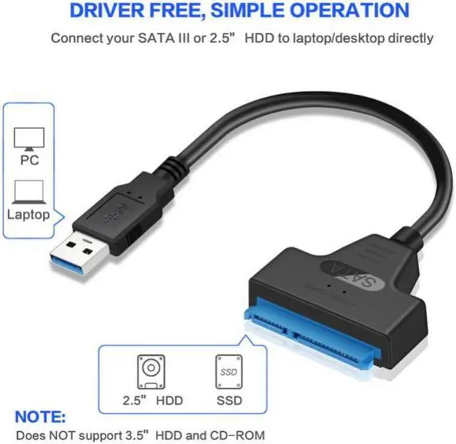 Alt view image 2 of 6 - 6 Gbps SATA To USB 3.0/2.0 Cable For 2.5 Inch External HDD SSD Hard Drive SATA 3 22 Pin Adapter USB 3.0 To Sata III Cord(20CM USB 2.0 GRAY)