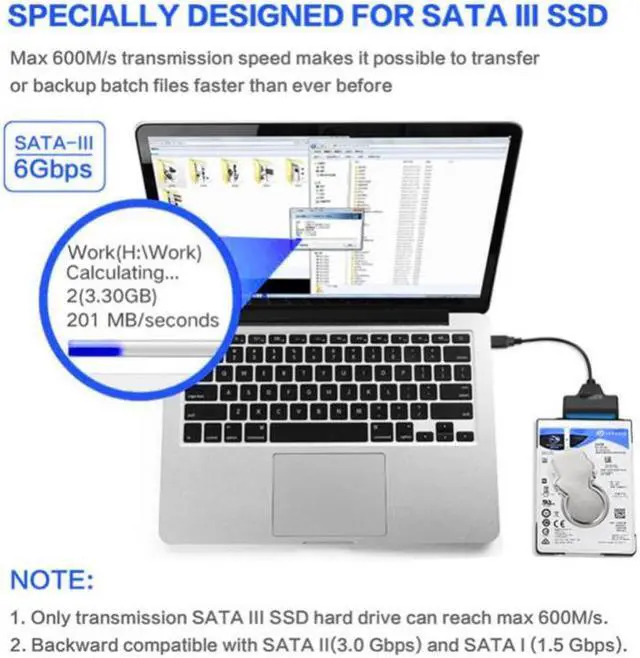 Alt view image 5 of 6 - 6 Gbps SATA To USB 3.0/2.0 Cable For 2.5 Inch External HDD SSD Hard Drive SATA 3 22 Pin Adapter USB 3.0 To Sata III Cord(20CM USB 2.0 GRAY)