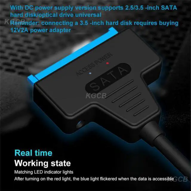 Alt view image 3 of 5 - Usb2.0 To Sata With Dc Power Supply Usb 3.0 To Sata 2023 Usb 2.0 Sata Adapter Cable Usb Hub Easy Drive Line Hard Disk Adapter(USB2.0)