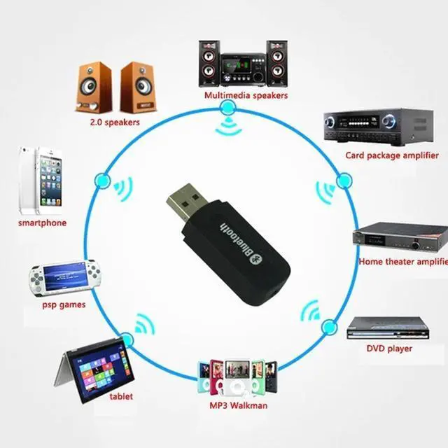 Alt view image 3 of 6 - Wireless Car USB Adapter 3.5mm Jack AUX Music Stereo Receiver Bluetooth-compatible Transmitter For Car Music Audio Receiver(Black)