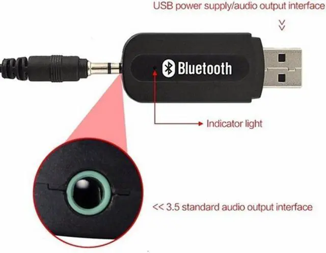 Alt view image 4 of 6 - Wireless Car USB Adapter 3.5mm Jack AUX Music Stereo Receiver Bluetooth-compatible Transmitter For Car Music Audio Receiver(Black)