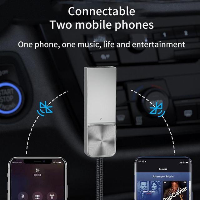 Alt view image 5 of 6 - AUX Bluetooth-compatible Adapter Car 3.5mm Jack Dongle Cable Handfree Car Kit Audio Transmitter Auto BT5.0 Receiver(Dark Grey)