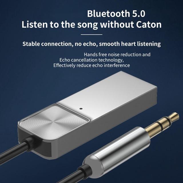 Alt view image 6 of 6 - AUX Bluetooth-compatible Adapter Car 3.5mm Jack Dongle Cable Handfree Car Kit Audio Transmitter Auto BT5.0 Receiver(Dark Grey)