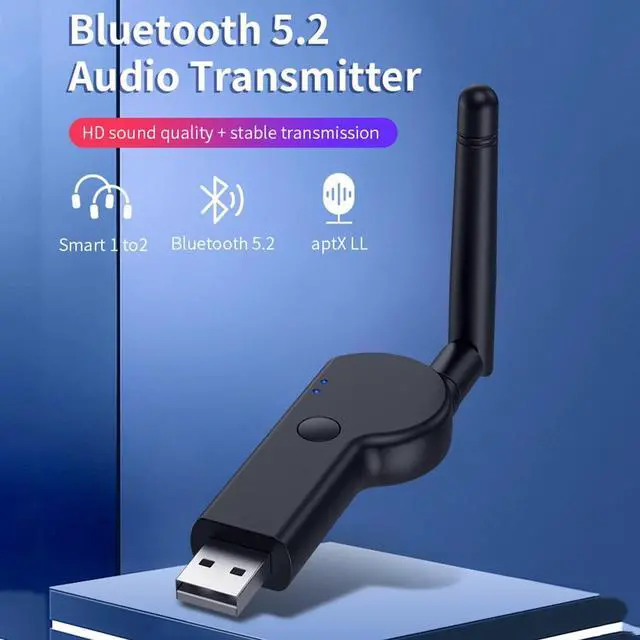 Alt view image 2 of 2 - USB Bluetooth-compatible 5.2 Adapter Dongle Antenna Long Range Wireless Audio Receiver Transmitter 3.5mm for PC Laptop Speaker