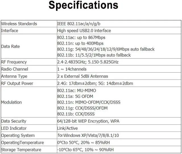 Alt view image 5 of 5 - USB Wi-Fi Wireless Network Card USB 3.0 1300Mbps 2.4G 5GHz WiFi5 Adapter Dual Band WiFi Card For PC Laptop Windows For MaxOS