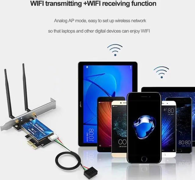 Alt view image 6 of 6 - 600Mbps WIFI PCI Express Network Card 2.4G5G Wireless Blue-tooth-compatible PCI-E LAN Card 802.11 ac/b/g/n Adapter For Computer