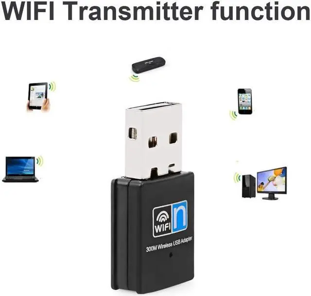 Alt view image 2 of 5 - Mini Wireless USB Wifi Adapter 802.11N 300Mbps USB 2.0 Receiver Dongle Network Card For Desktop Laptop Windows MAC