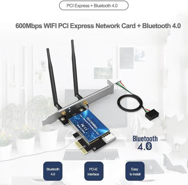 Alt view image 3 of 6 - 600Mbps WIFI PCI Express Network Card 2.4G5G Wireless Blue-tooth-compatible PCI-E LAN Card 802.11 ac/b/g/n Adapter For Computer