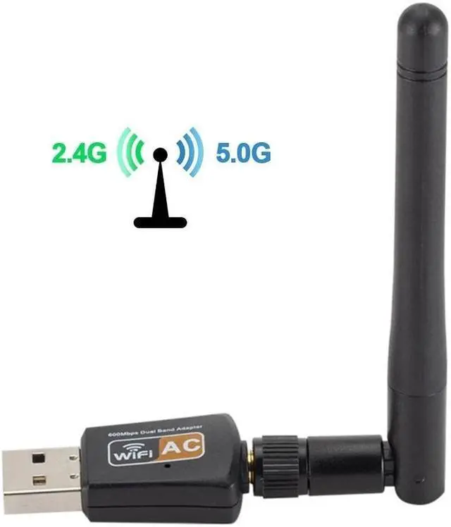 Alt view image 2 of 5 - USB Wifi Adapter 5.0GHz+2.4GHz Wifi Receiver High Speed 600Mbps Wifi Antenna Wireless PC Network Card 802.11ac