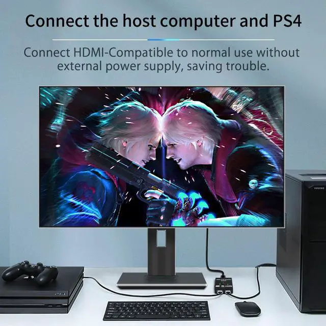 Alt view image 4 of 5 - HDMI-Compatible Splitter 4K Switch KVM Bi-Direction 1x2/2x1 HDMI-compatible Switcher 2 in1 Out for PS4/3 TV Box Switcher Adapter