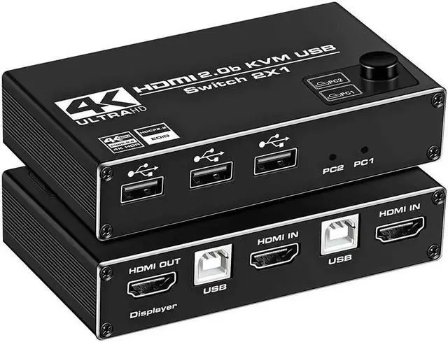 Alt view image 5 of 6 - HDMI 2.1 KVM Switch 4k 120Hz with USB Dual port USB 8K HDMI KVM Switch HDMI 2.1 Hub Switcher 4K 60Hz HDMI Switch KVM USB(check remarks)
(4K 120Hz)