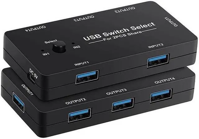 Main image of USB KVM Switch USB 2.0 Switcher KVM Switch for Windows 10 PC Keyboard Mouse Printer 2 PCs Sharing 4 Devices USB Switch(without usb2.0 cable)