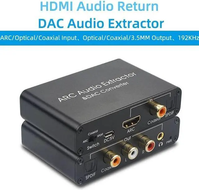 Alt view image 5 of 6 - DAC Audio Converter ARC Audio Extractor HDMI-compatible Optical SPDIF Coaxial to Analog 3.5mm Digital to Analog Audio Converter(B)