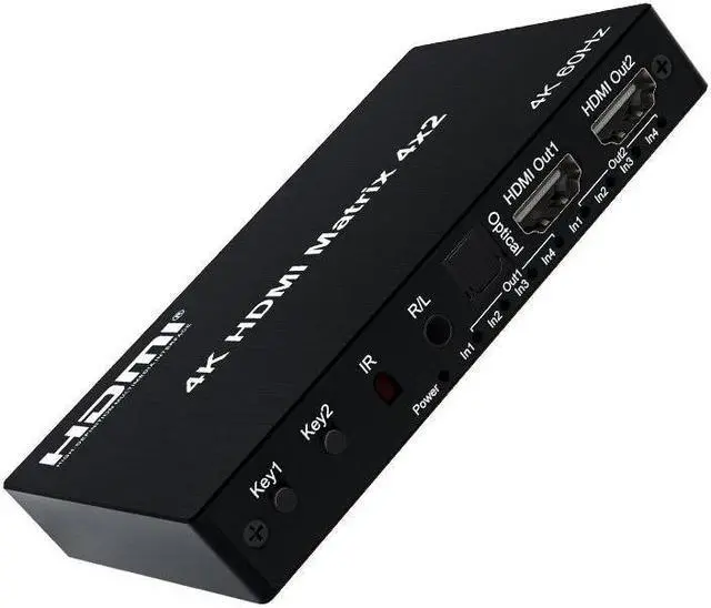 Alt view image 6 of 6 - 4K HDMI True Matrix Switcher 4x2 2x4 2x2 Matrix HDMI Switch Splitter 2 In 4 Out with Optical & R/L Audio Extractor Dolby HDCP2.2(With UK Plug)
(Matrix 2x4)