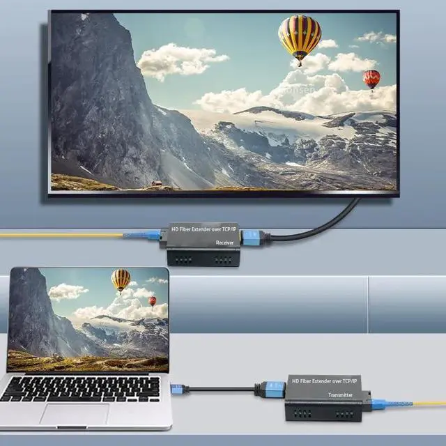 Alt view image 2 of 6 - (with AU Plug)(HF20-TX and RX)3Km HDMI Fiber Extender over SC Fiber Optical Cable 1080P 20Km HDMI Extender over Fiber Optic Transceiver Video Audio Extension
