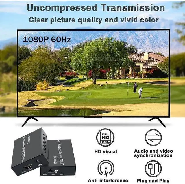 Alt view image 6 of 6 - (with AU Plug)(HF20-TX and RX)3Km HDMI Fiber Extender over SC Fiber Optical Cable 1080P 20Km HDMI Extender over Fiber Optic Transceiver Video Audio Extension