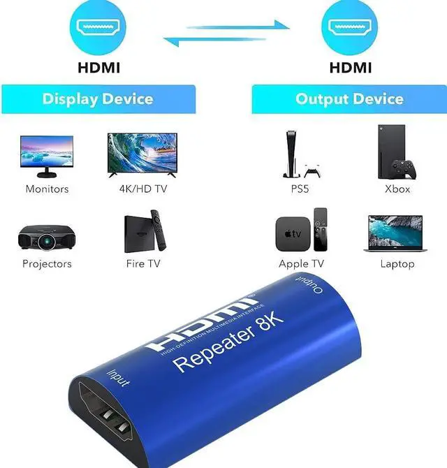Alt view image 3 of 6 - 8K HDMI Repeater 30M 8K 60Hz 4K 120hz HDMI Cable Extender Signal Repeater Amplifier Booster Adapter HDMI2.1 HDR Video Converter Black