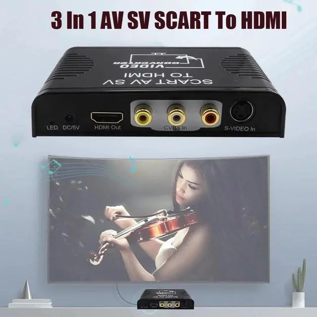 Alt view image 4 of 6 - S-video composite AV Scart to HDMI converter Switch box 3-in-1 Scart+S-video+composite AV RCA to HDMI converter