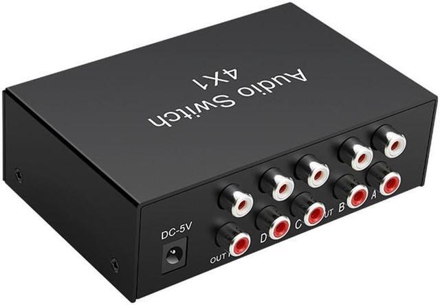 Main image of 4 Way Stereo L/R Sound Channel Bi-Directional RCA Audio Switcher 1 in 4 Out or 4 in 1Out L/R Sound Channel Audio Switch Selector
