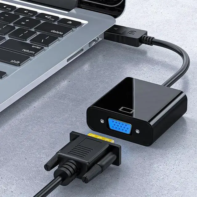 Alt view image 3 of 5 - DisplayPort Display Port DP to VGA Adapter DP to VGA Cable 1080P Male to Female Converter for PC Laptop HDTV Monitor Projector(White)