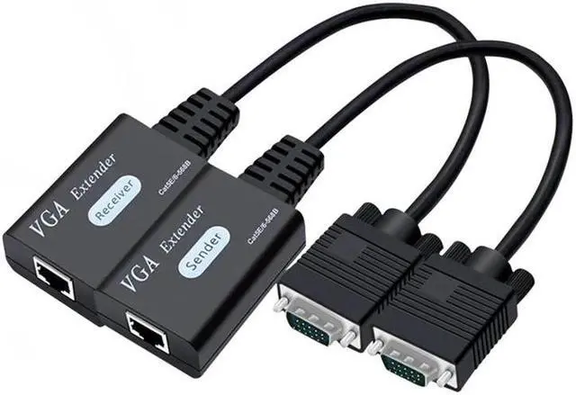 Alt view image 2 of 6 - 60M VGA extender over ethernet cat6/5 cable 30M VGA to RJ45 Extender Receiver Sender Adapter 1080P for DVR Monitor Display HDTV